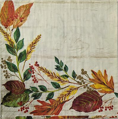 TWO Individual Paper Lunch Decoupage Napkins - 1610 Autumn Give Thanks