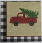 TWO Individual Paper Lunch Decoupage Napkins-Red Truck Christmas Tree Check 1086