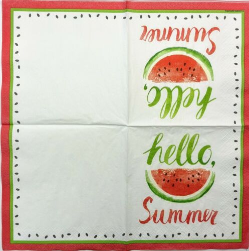 TWO Individual Paper Lunch Decoupage Napkins - Hello Summer Watermelon 1123