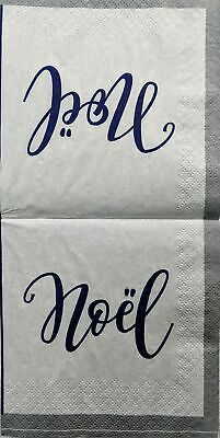 TWO Individual Paper Cocktail Decoupage Napkins - 1434 Blue Silver Noel