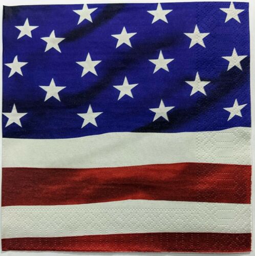TWO Individual Paper Lunch Decoupage Napkins-We The People American Flag 1097