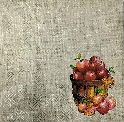 TWO Individual Paper Cocktail Decoupage Napkins - 1601 Apple Bushel