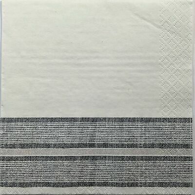 TWO Individual Paper Lunch Decoupage Napkins -1354 Woven Stripes Gray