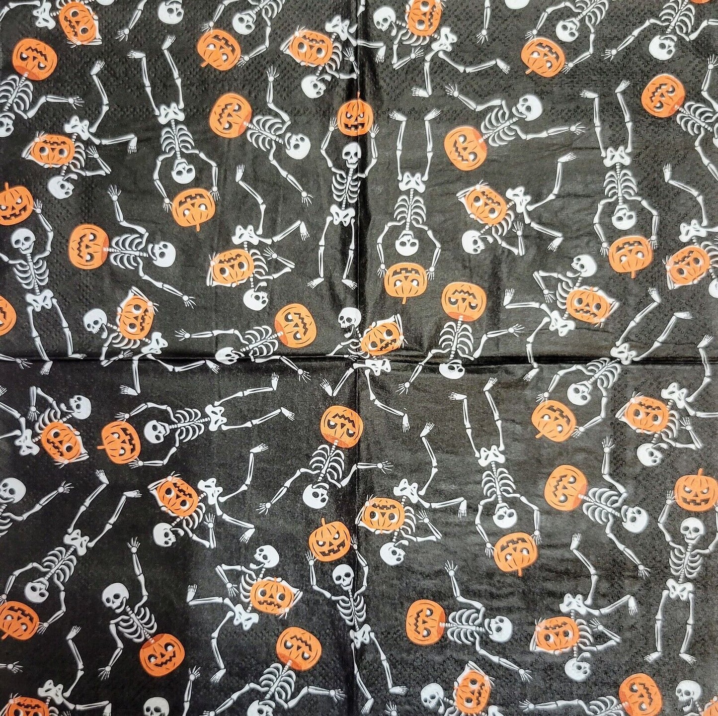 2 Individual Paper Cocktail Decoupage Napkins-2096 Dancing Halloween Skeletons