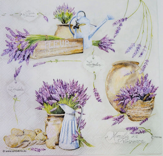 TWO Individual Paper Lunch Decoupage Napkins - 2159 Lavender Fleur de Provence