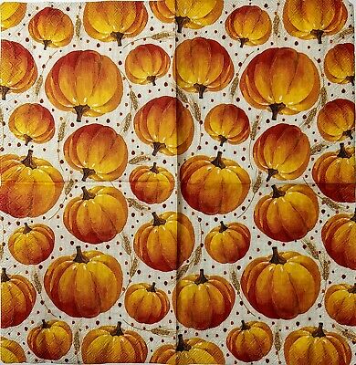 TWO Individual Paper Cocktail Decoupage Napkins- 1566 Pumpkin Pumpkin Everywhere