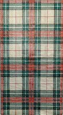 TWO Individual Paper Guest Decoupage Napkins - 1827 Red & Green Christmas Plaid